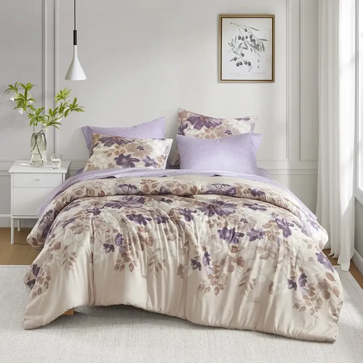 Floral Comforter Set with Bed Sheets