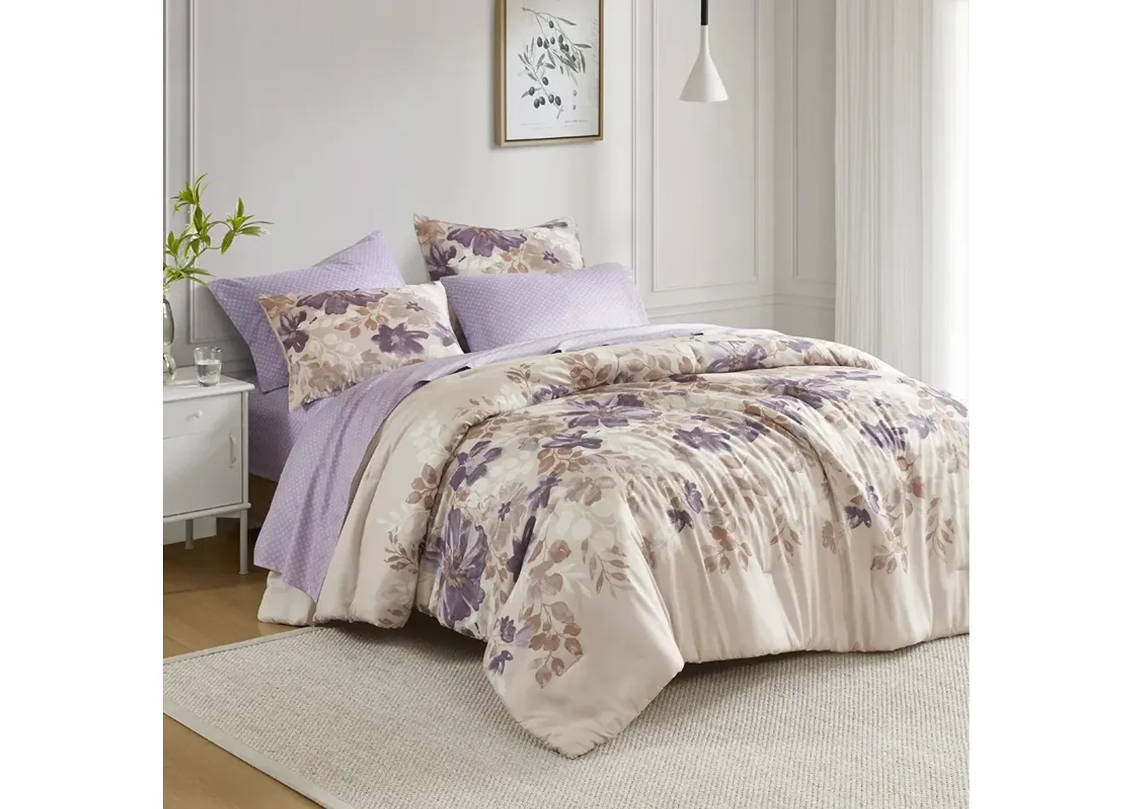 Floral Comforter Set with Bed Sheets