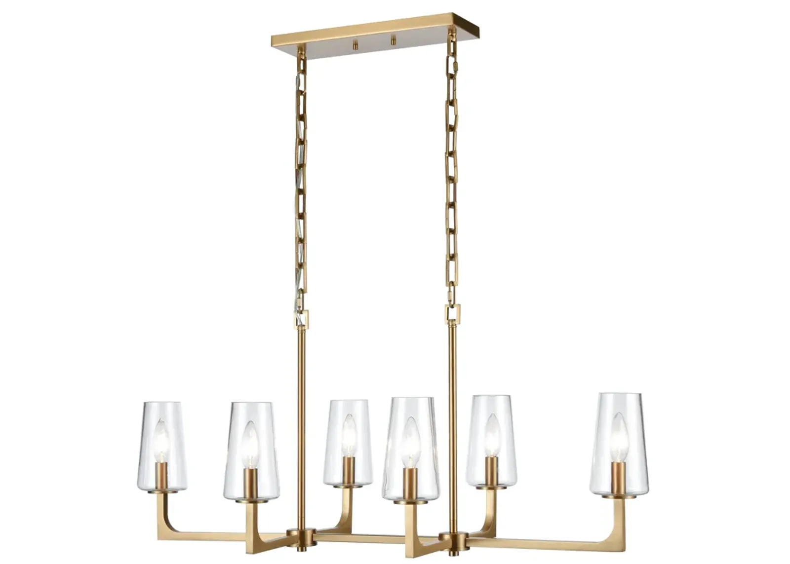 Fitzroy 36'' Wide 6-Light Linear Chandelier - Lacquered Brass