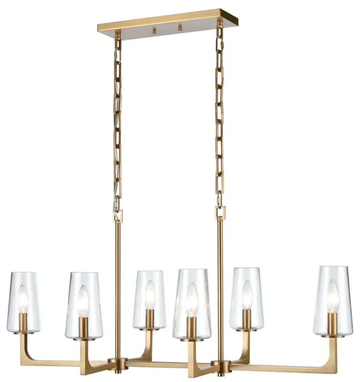 Fitzroy 36'' Wide 6-Light Linear Chandelier - Lacquered Brass