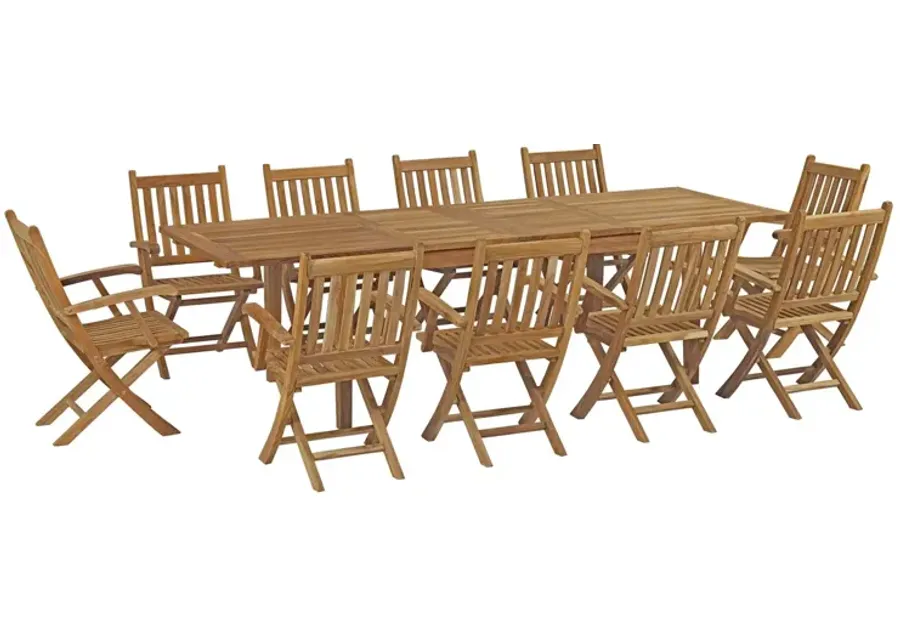 Marina 11 Piece Outdoor Patio Teak Dining Set