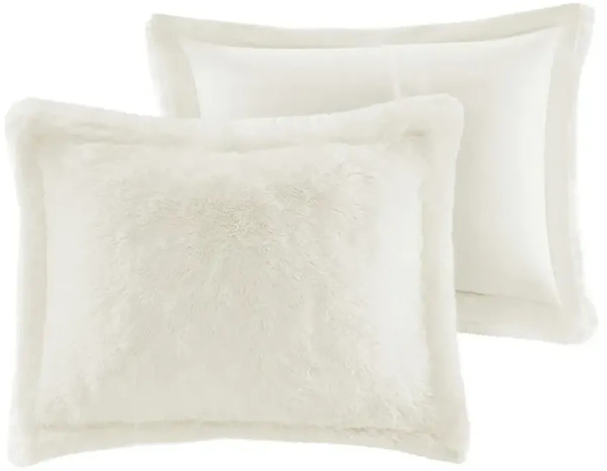 Intelligent Design Malea Ivory Shaggy Fur Duvet Cover Set