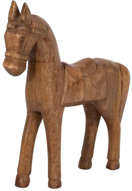 12" Standing Horse With Saddle, Natural