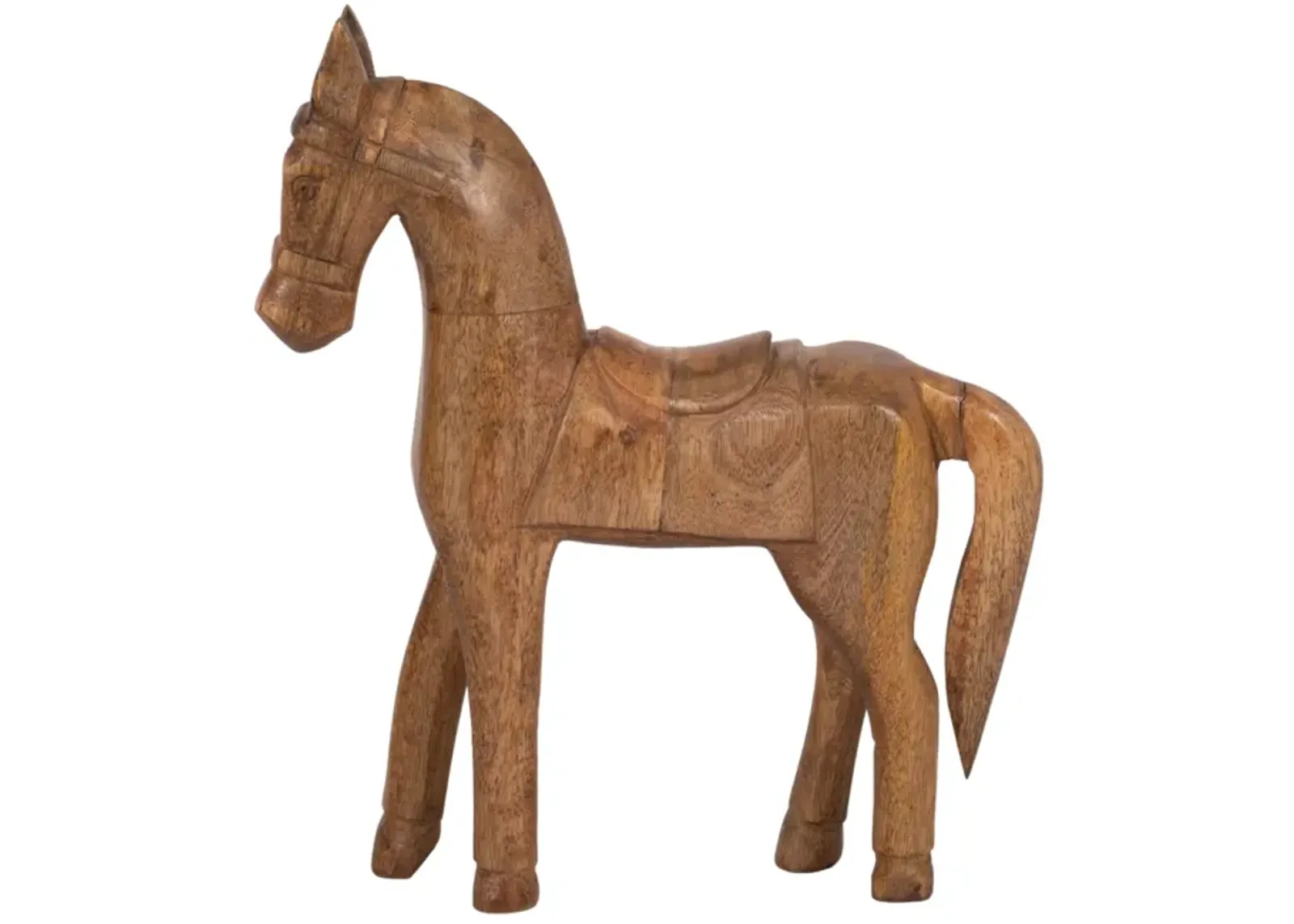 12" Standing Horse With Saddle, Natural