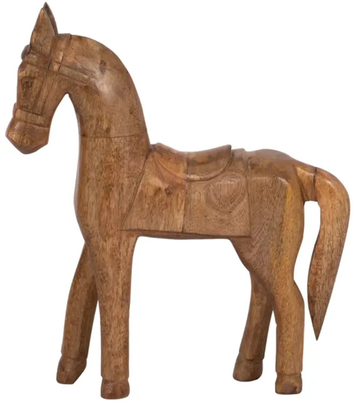 12" Standing Horse With Saddle, Natural