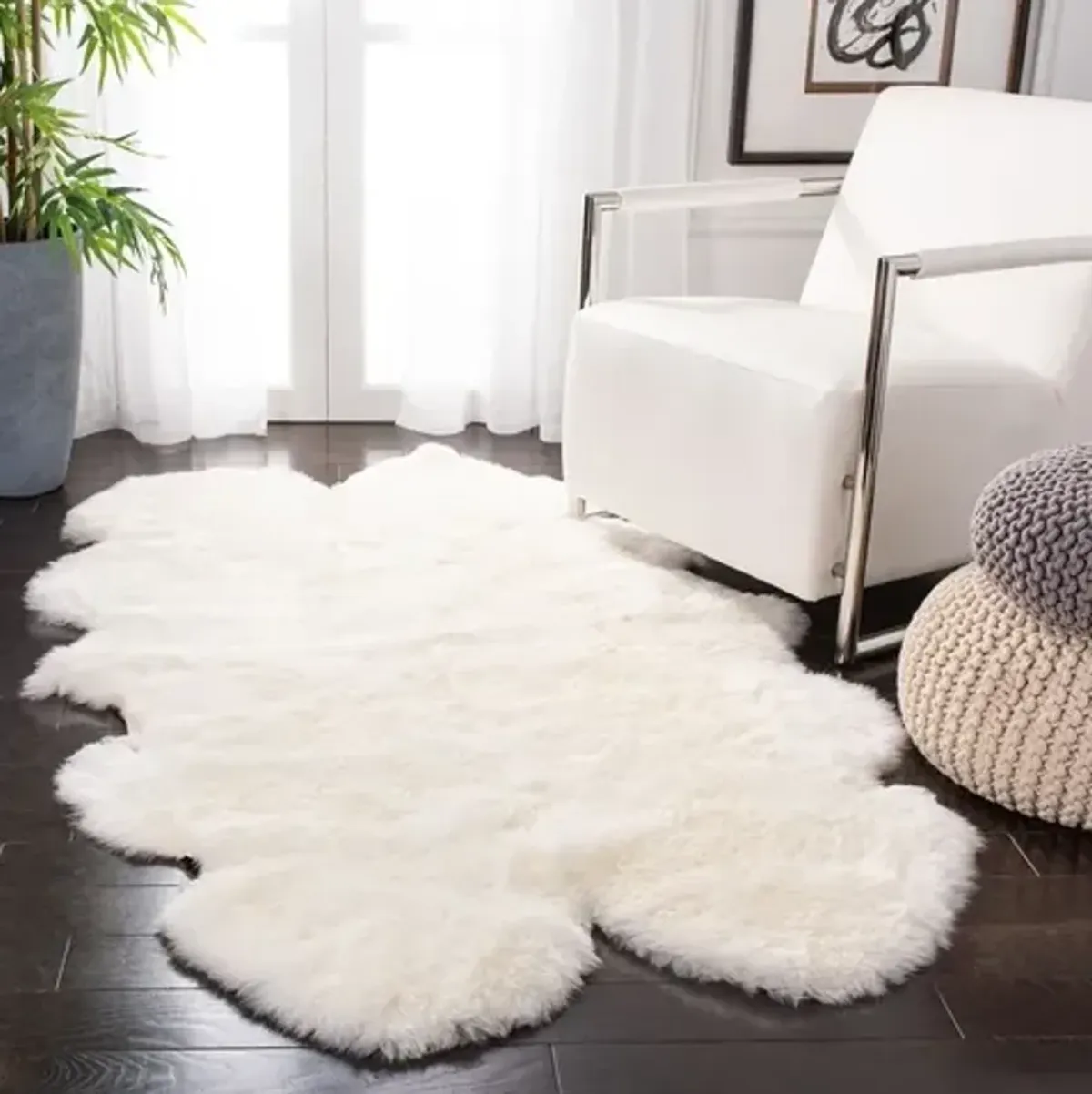 SHEEP SKIN 121 White 3'-7' x 6'-0' Small Rectangle Rug