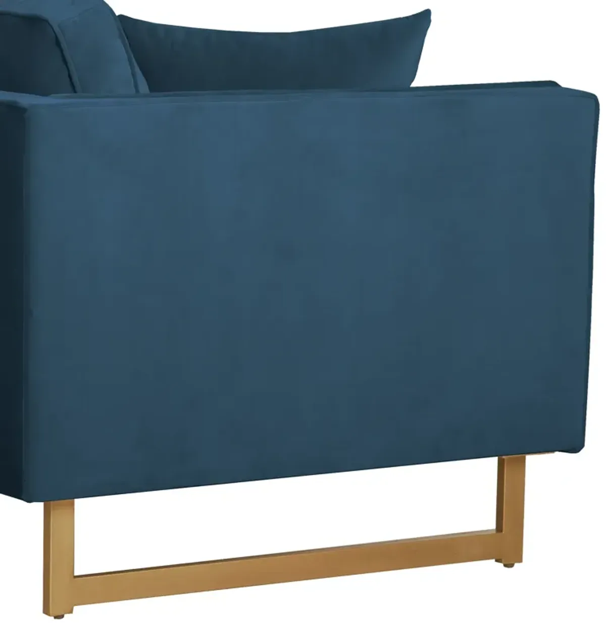 Lenox Blue Velvet Modern Sofa with Brass Legs