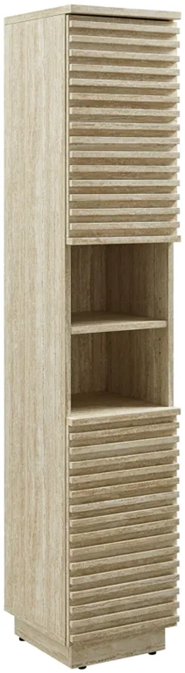 Render Tall Narrow Faux Travertine Linen Storage Cabinet by Modway