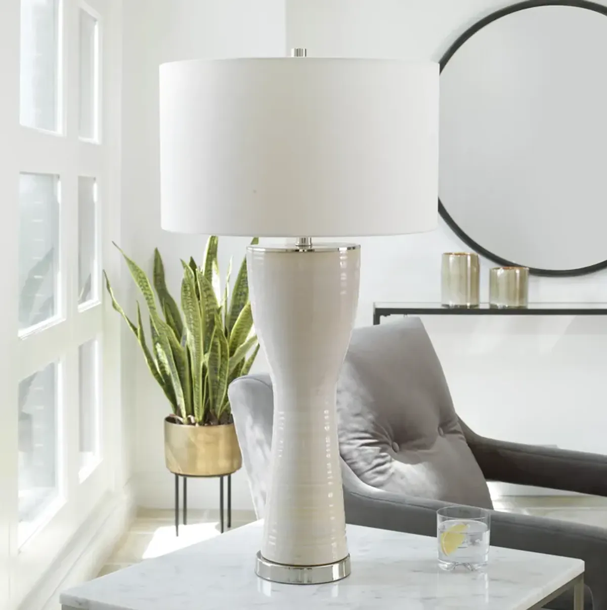 Uttermost Amphora Off-White Glaze Table Lamp