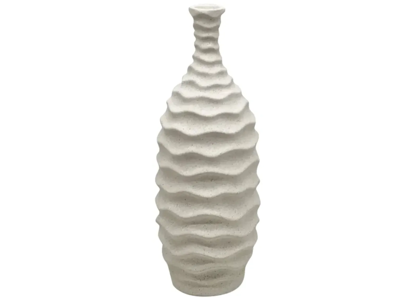 11" Horizontal Ribbon Vase Sand Texture, White