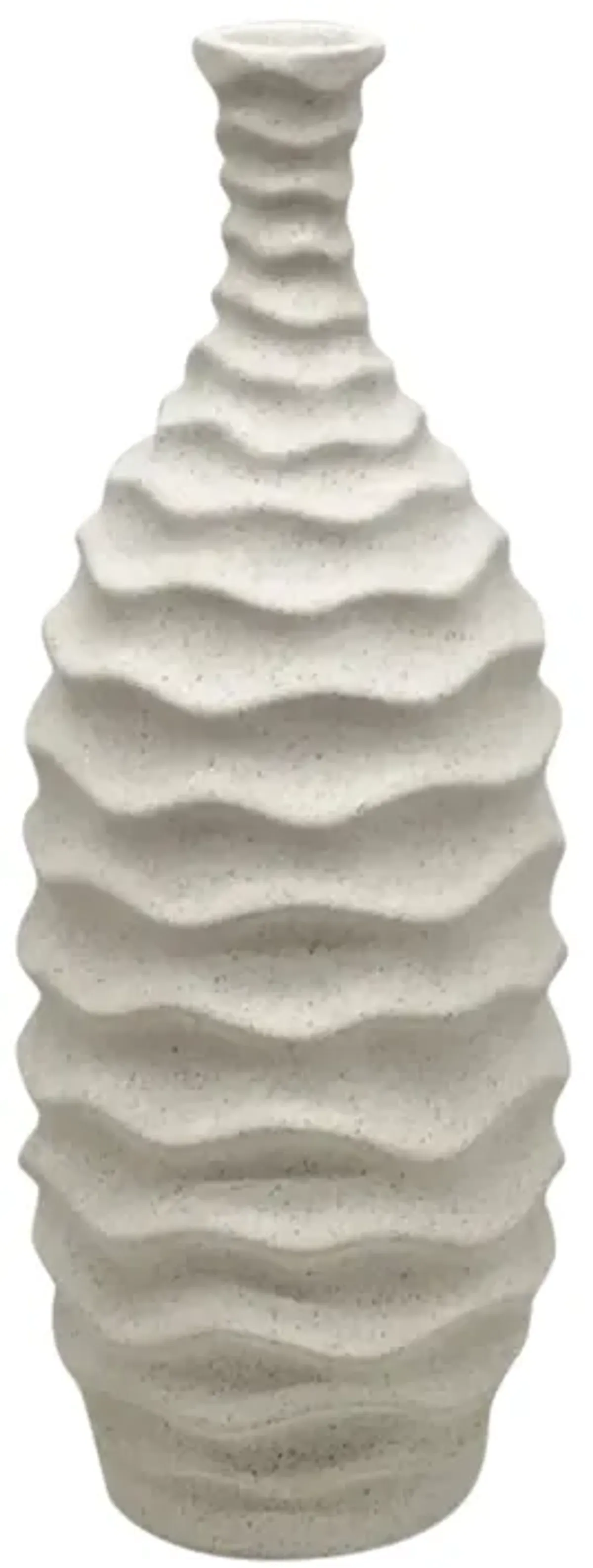 11" Horizontal Ribbon Vase Sand Texture, White