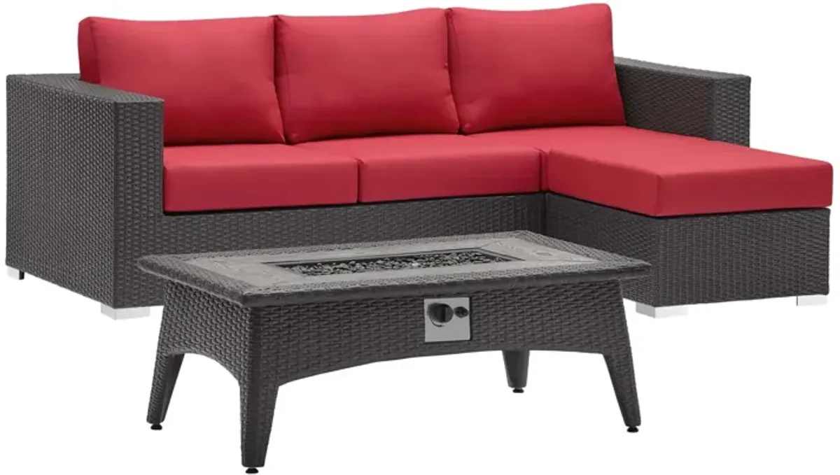 Convene 3 Piece Set Outdoor Patio with Fire Pit