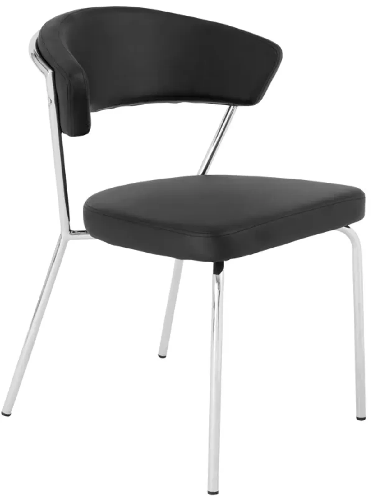 Draco Dining Chair in Black with Chrome Legs - Set of 2