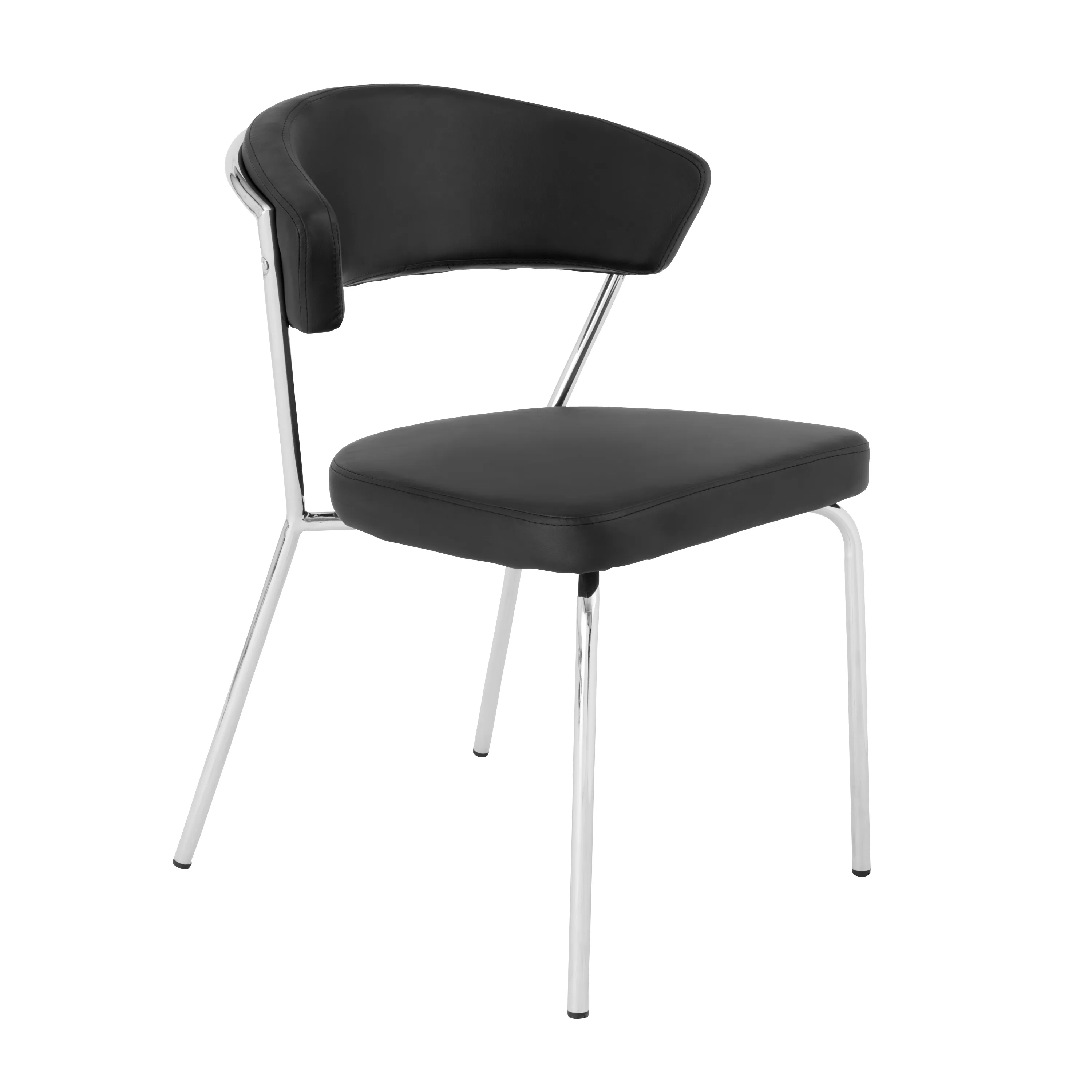 Draco Dining Chair in Black with Chrome Legs - Set of 2