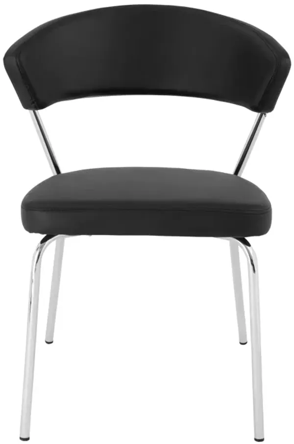 Draco Dining Chair in Black with Chrome Legs - Set of 2