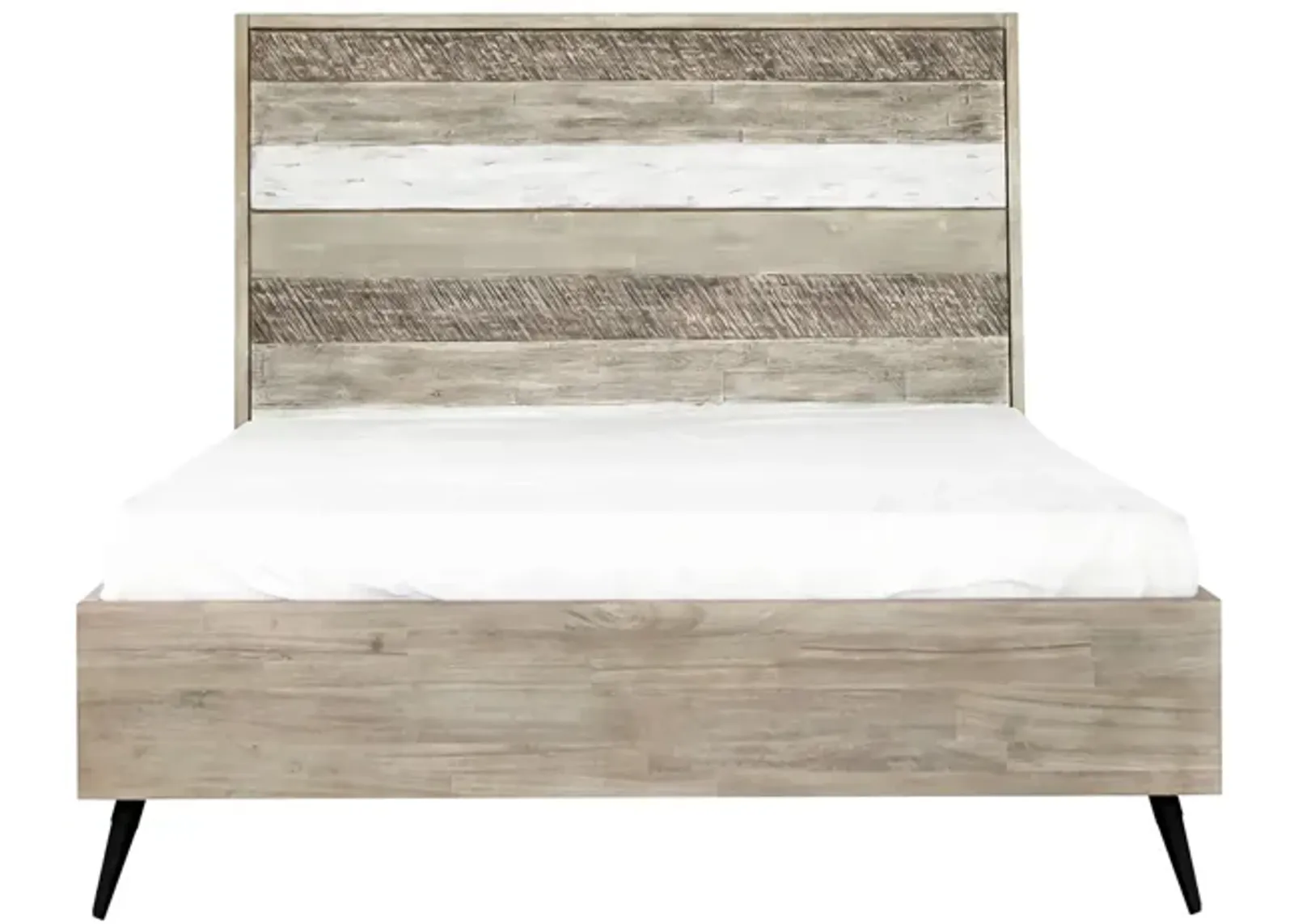 Bridges Queen Platform Bed in Two Tone Acacia Wood