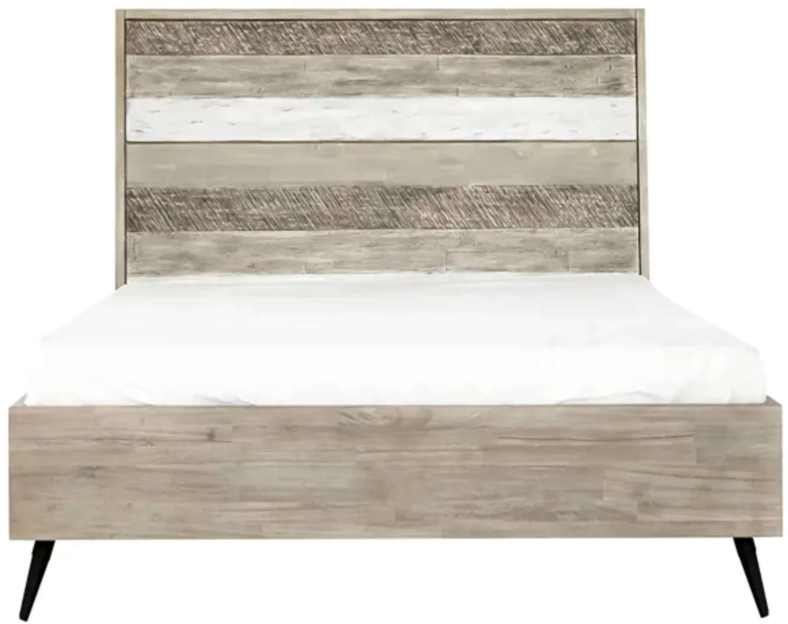 Bridges Queen Platform Bed in Two Tone Acacia Wood