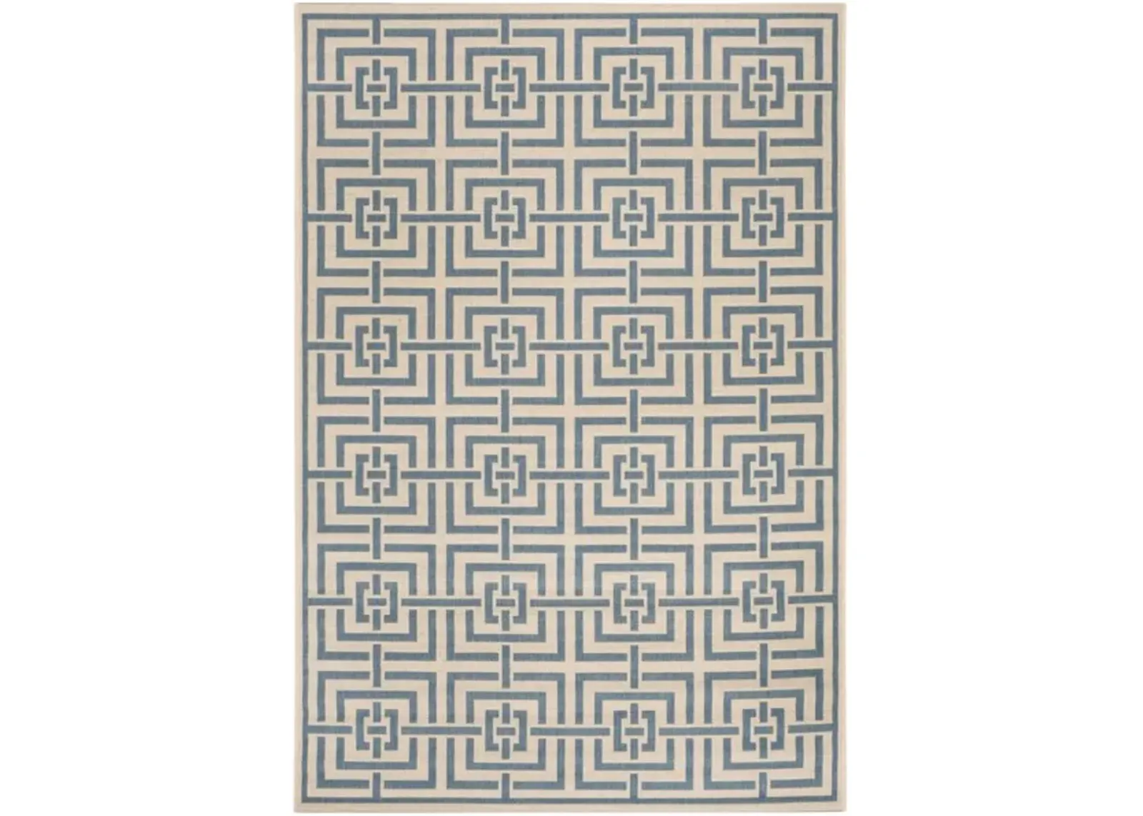 LINDEN 128 Collection LND128N-4 Cream / Blue 4' X 6'