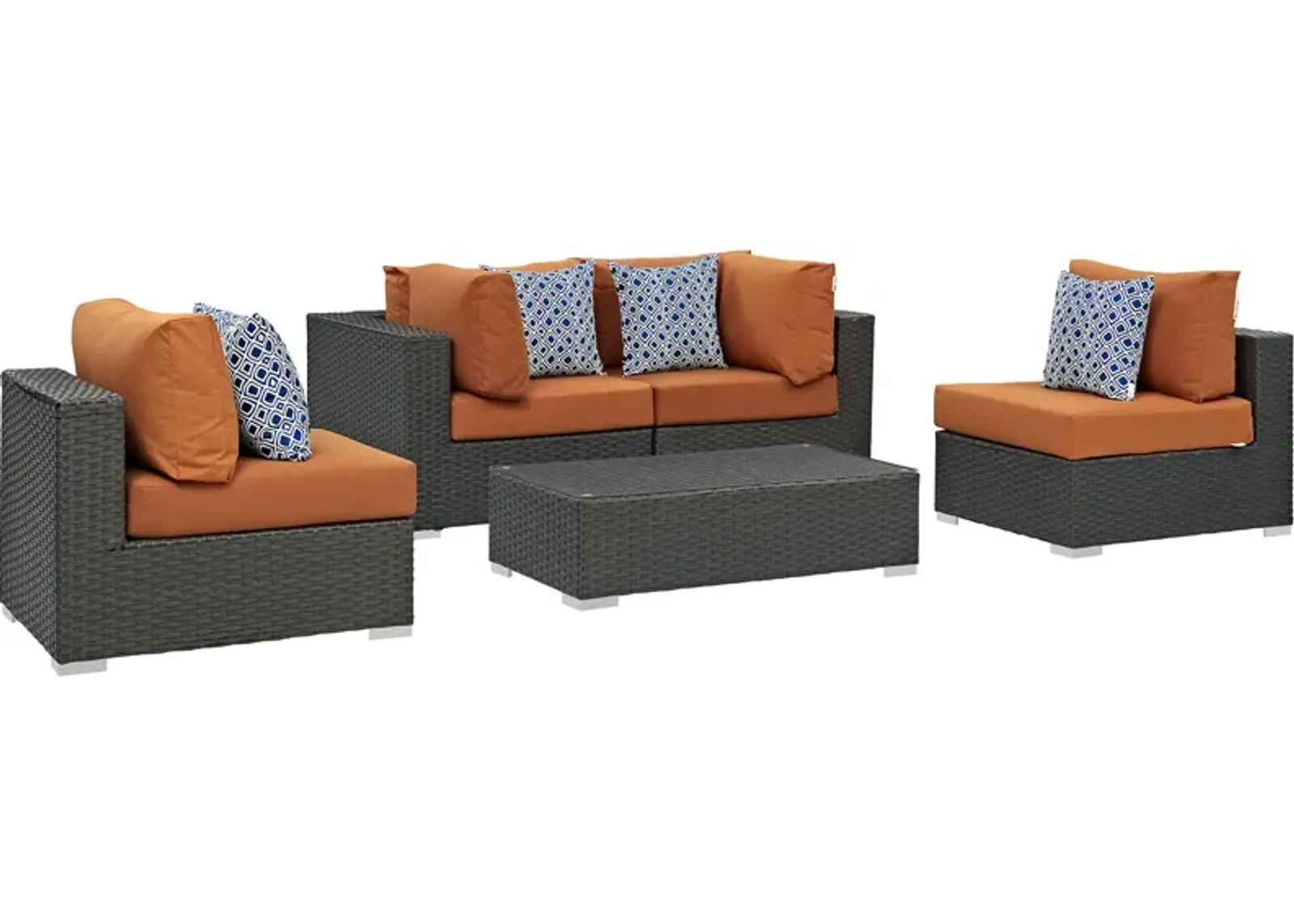 Sojourn 5 Piece Outdoor Patio Sunbrella® Sectional Set