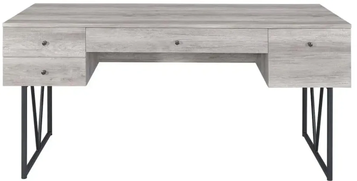 Analiese 4-drawer Writing Desk Grey Driftwood