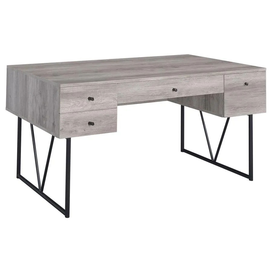 Analiese 4-drawer Writing Desk Grey Driftwood