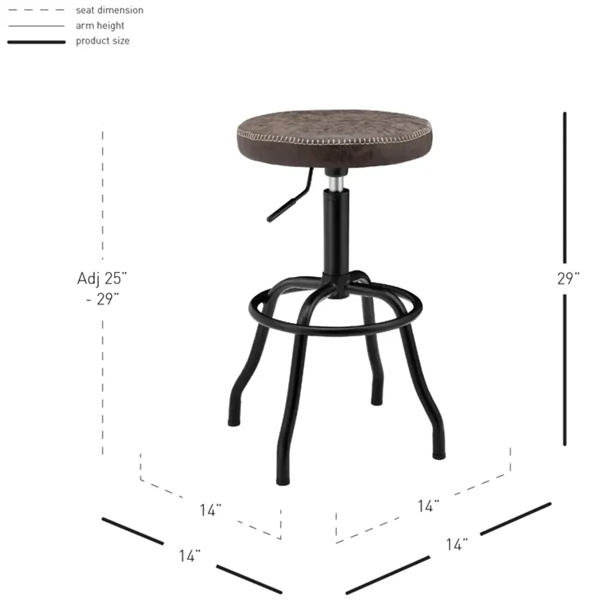 eaton kd gaslift bar stool, vintage coffee brown