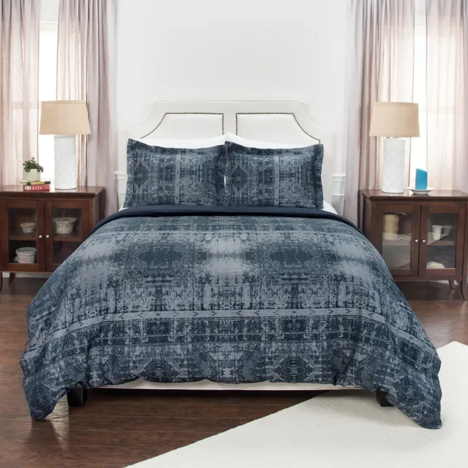 Winston Willow King Abstract Blue Duvet -  Set of 3