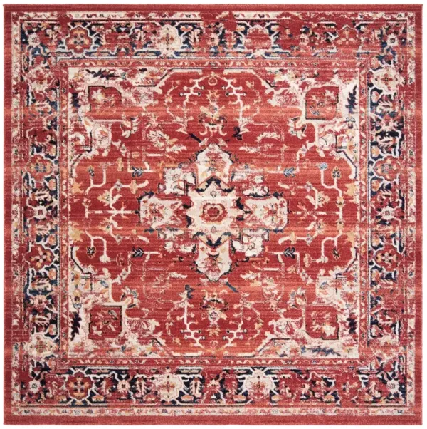 CHARLESTON 411 RED  4' x 4' Square Square Rug