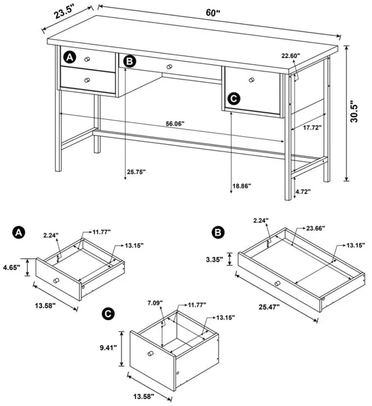 Kemper 4-drawer Writing Desk Salvaged Cabin