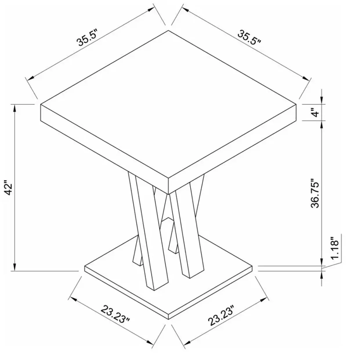 Freda Double X-shaped Base Square Bar Table Cappuccino