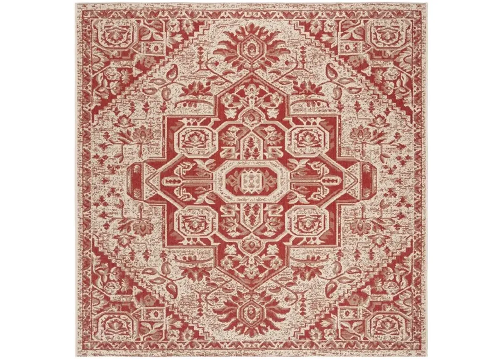 LINDEN 138 Collection LND138Q-4SQ Red / Creme 4' X 4' Square