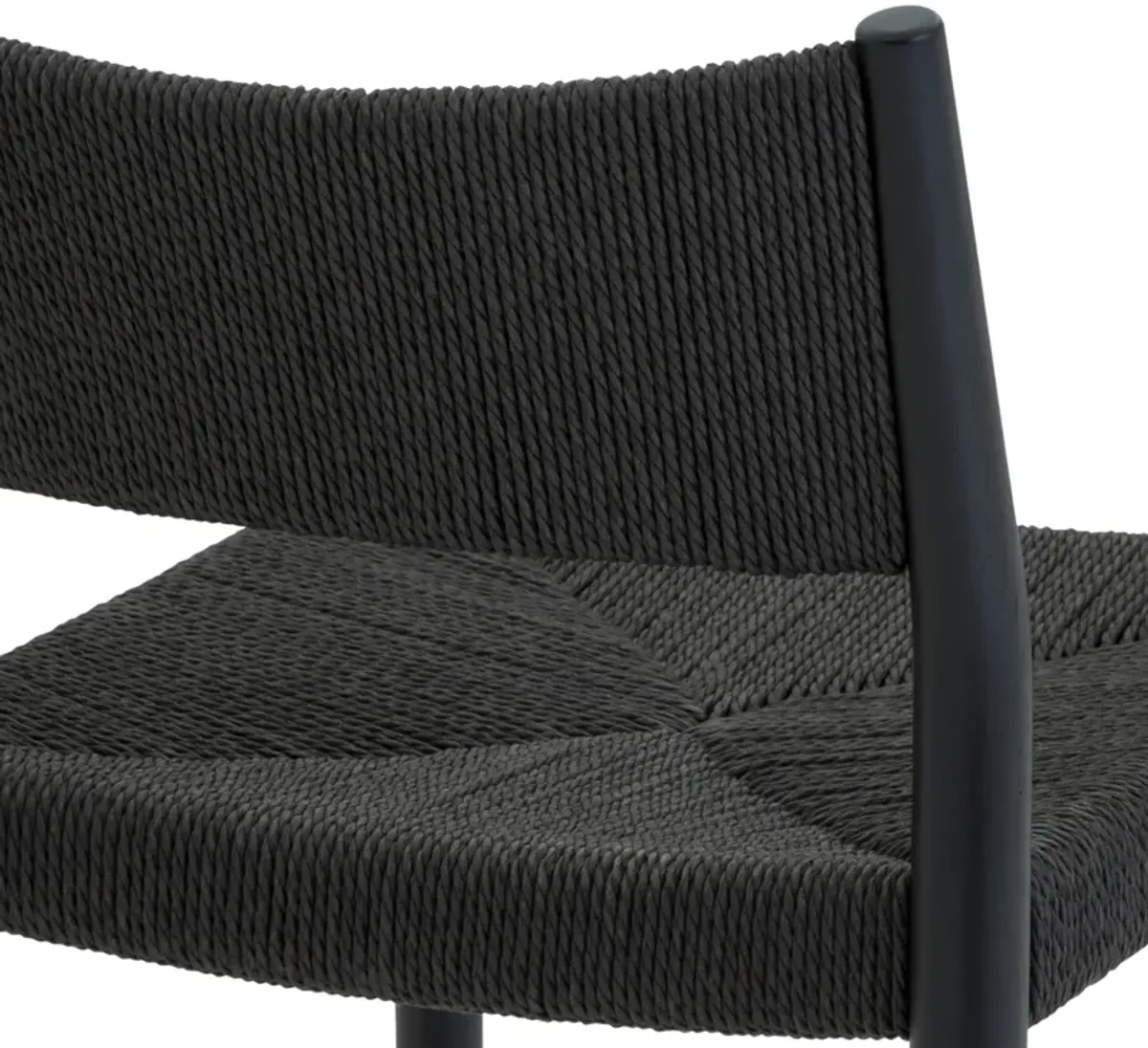 Erie Black Woven Paper Cord and Wood Bar Stool