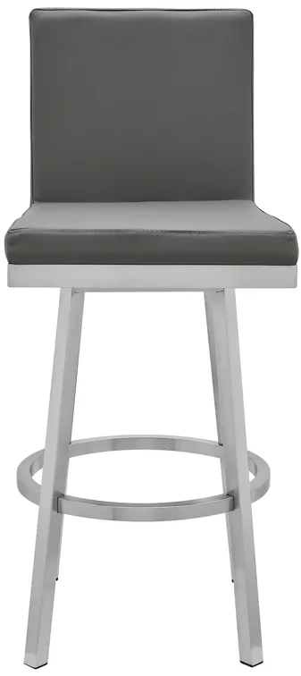 Rochester Swivel Modern Metal and Gray Faux Leather Bar and Counter Stool