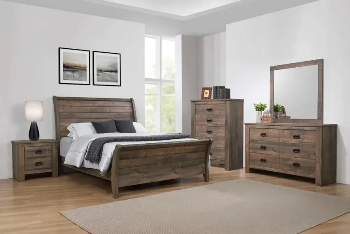 Frederick Queen Sleigh Panel Bed Weathered Oak