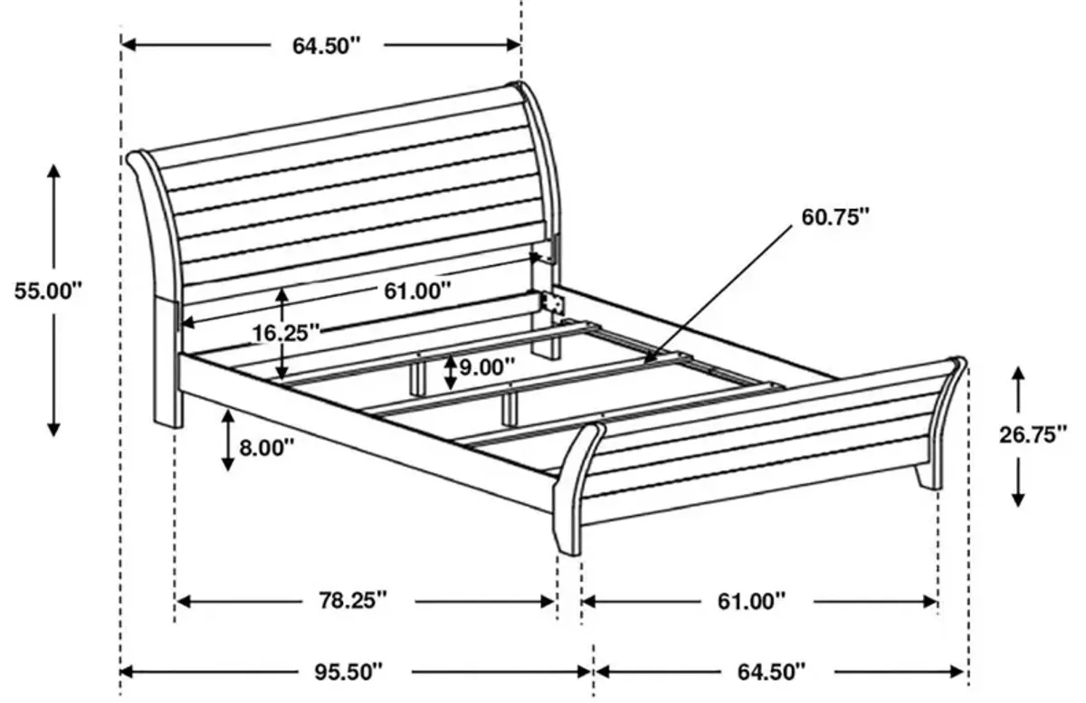 Frederick Queen Sleigh Panel Bed Weathered Oak
