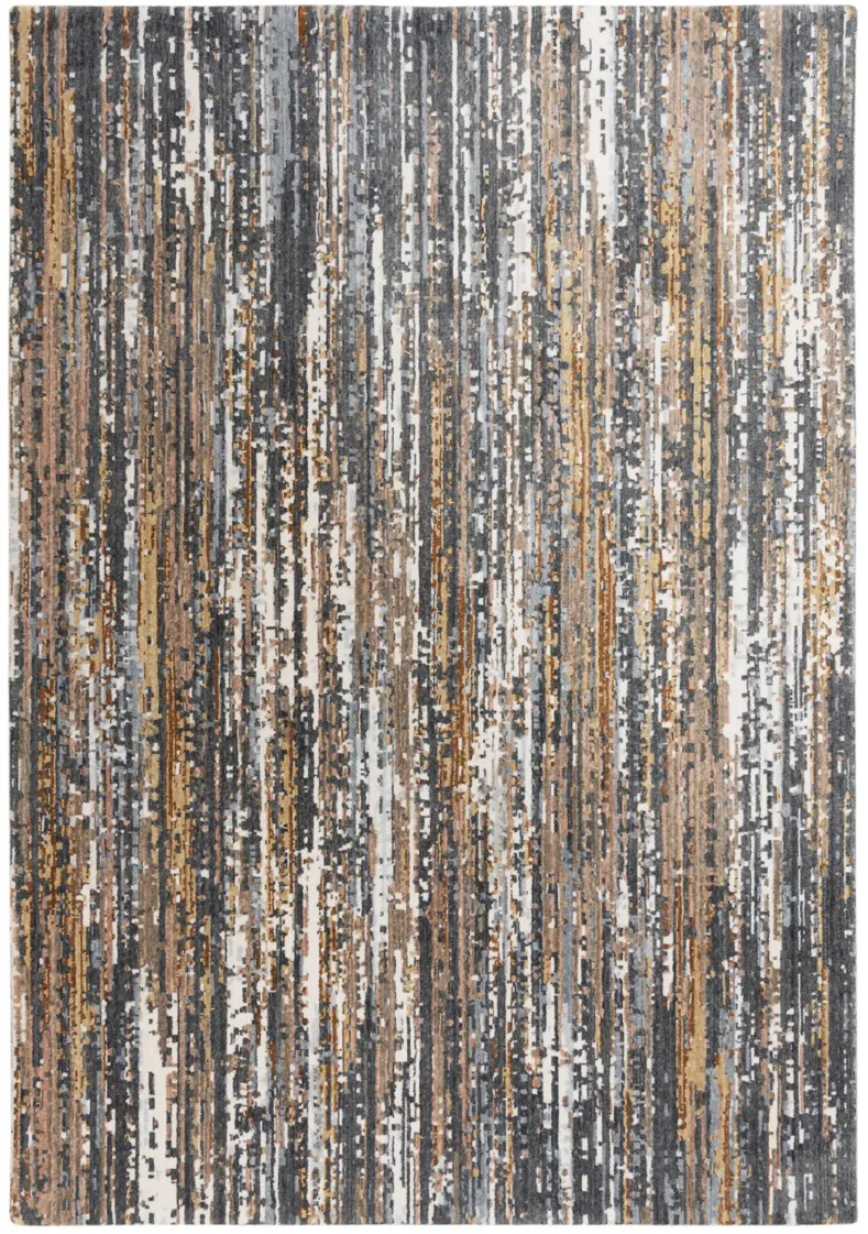 Jasper Charcoal/ Multi Abstract Recycled Polyester 5'2" x 7'9" Rectangle Rug