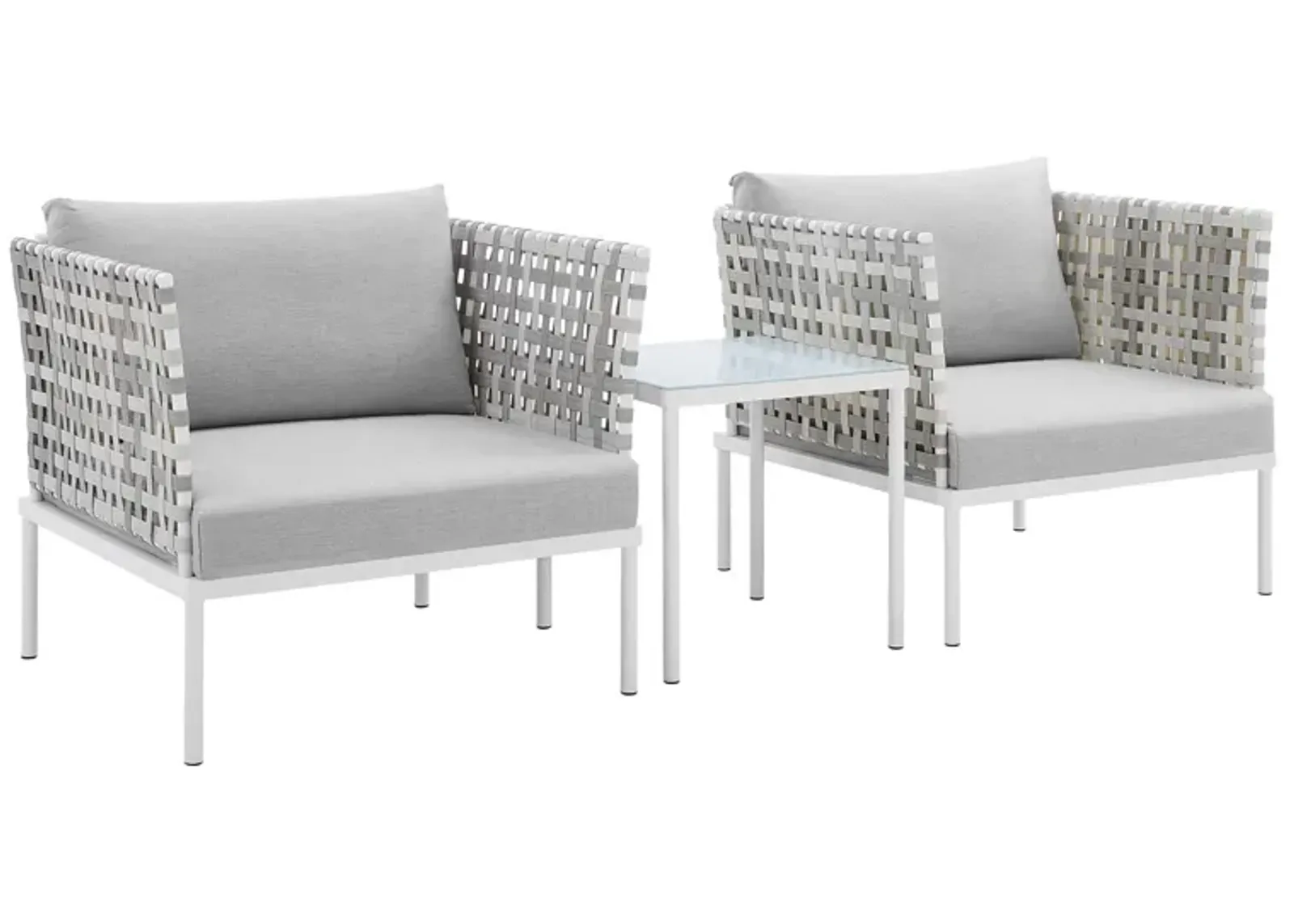 Harmony 3-Piece  Sunbrella® Basket Weave Outdoor Patio Aluminum Seating Set