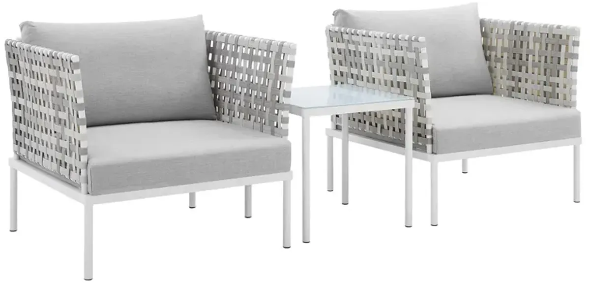 Harmony 3-Piece  Sunbrella® Basket Weave Outdoor Patio Aluminum Seating Set