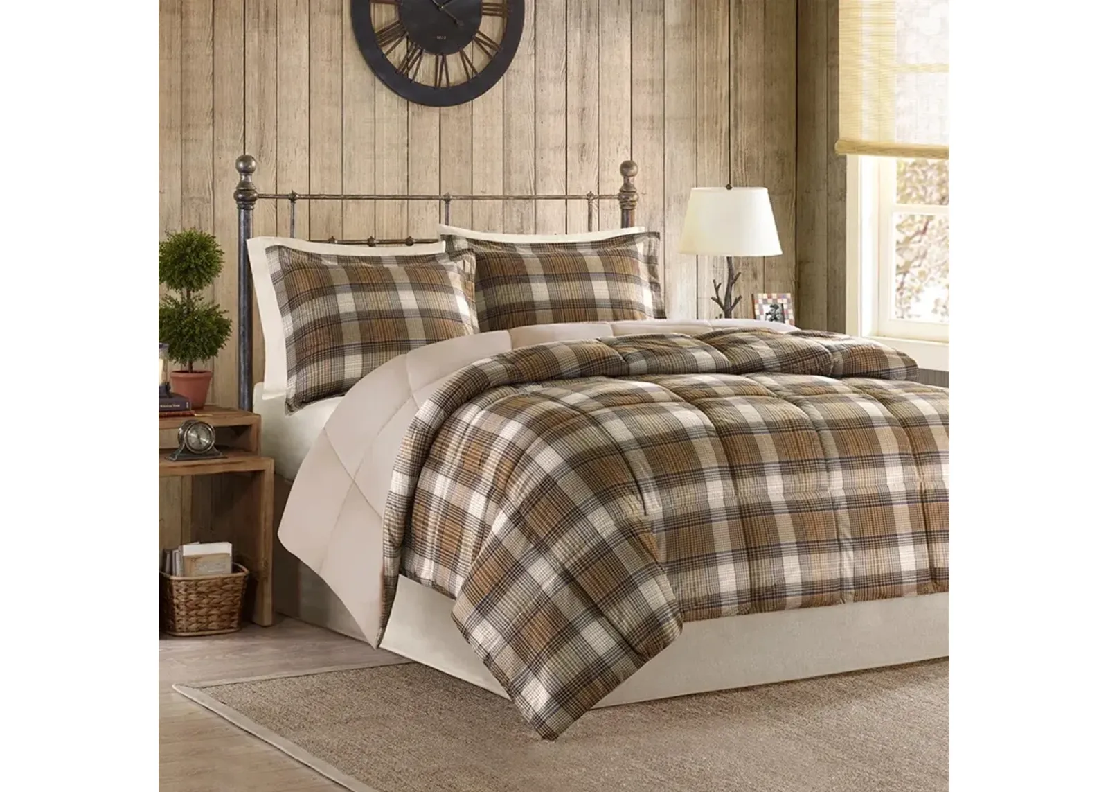 Woolrich Lumberjack Multi Classic Quilting Soft and Cozy Microfiber Solid Reverse Down Alternative Comforter Set