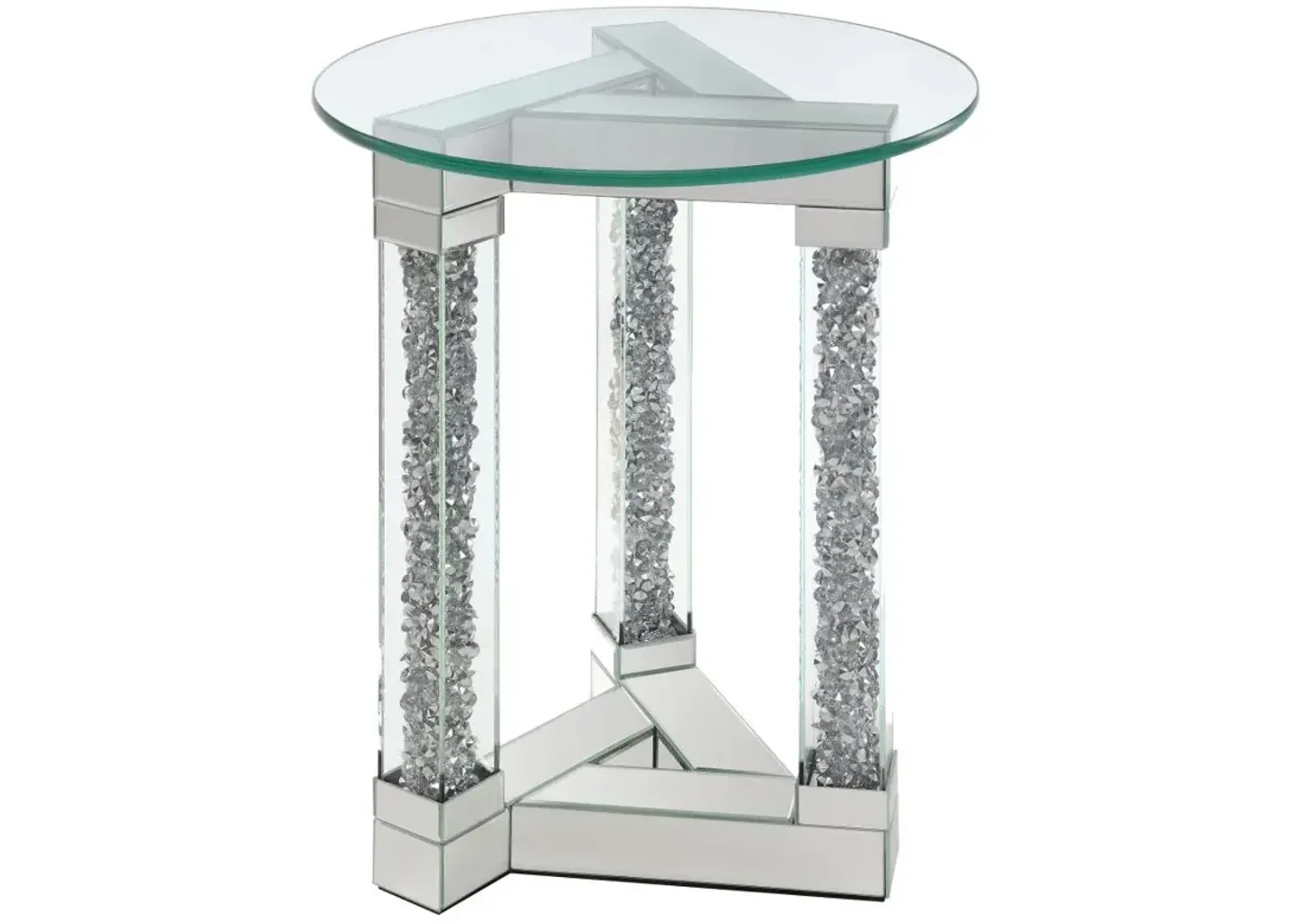 Octave Square Post Legs Round End Table Mirror