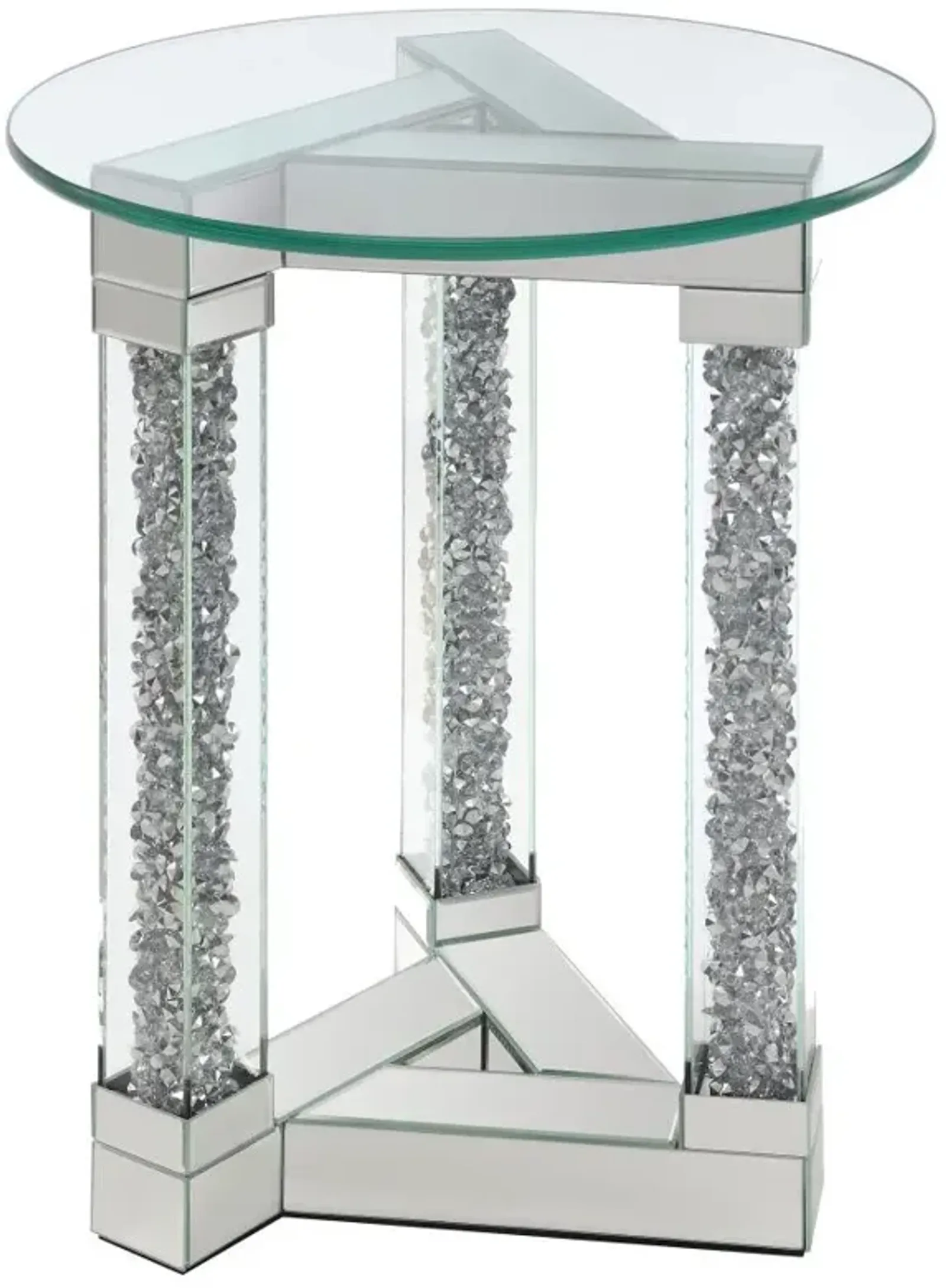 Octave Square Post Legs Round End Table Mirror