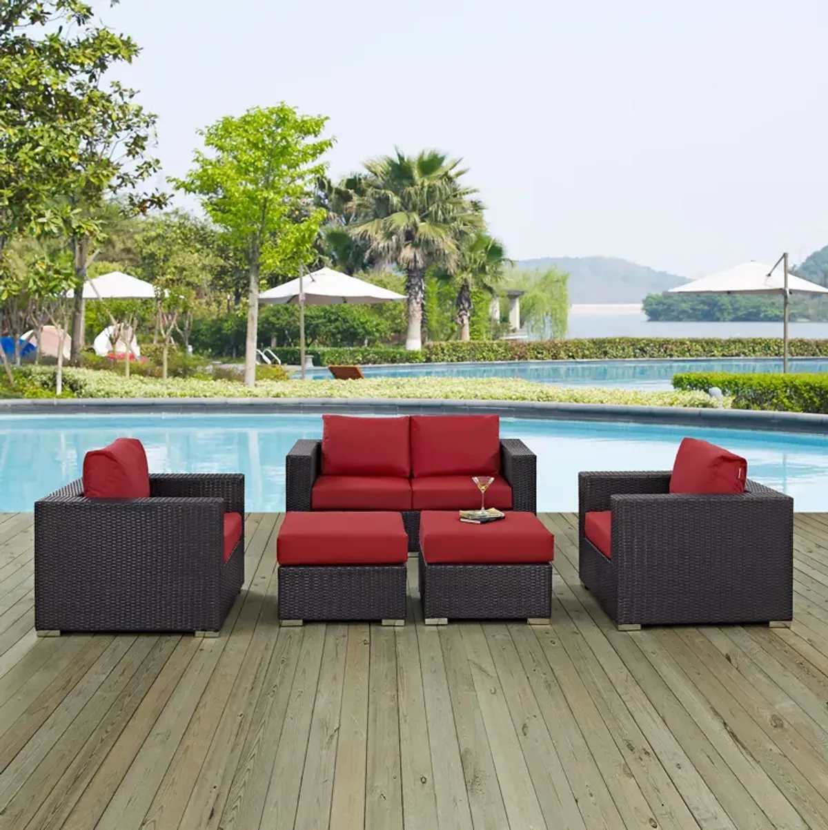 Convene 5 Piece Outdoor Patio Sofa Set