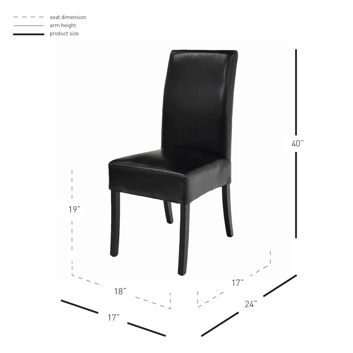 Valencia Leather Dining Side Chair, Black (Set of 2)