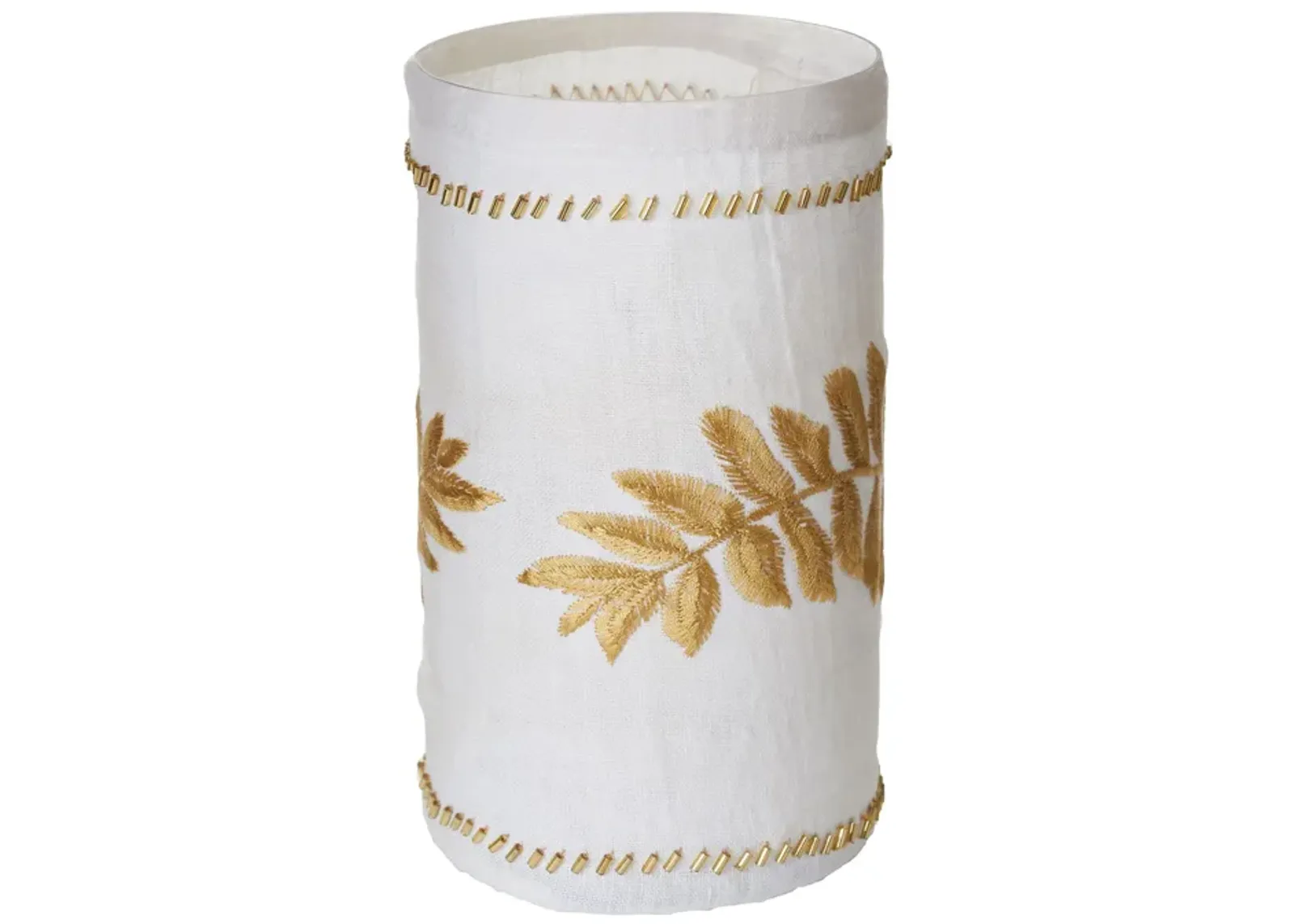 Linen Gold Stitched Fern Votive-lg