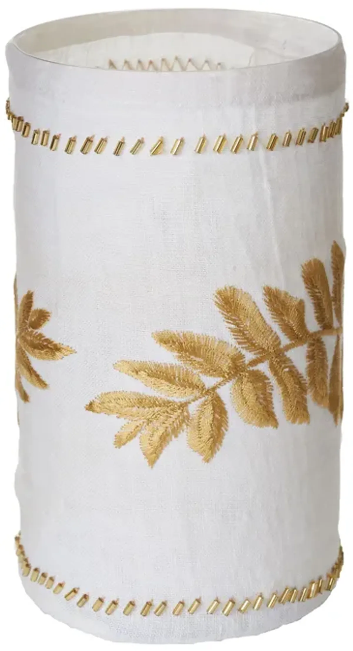 Linen Gold Stitched Fern Votive-lg