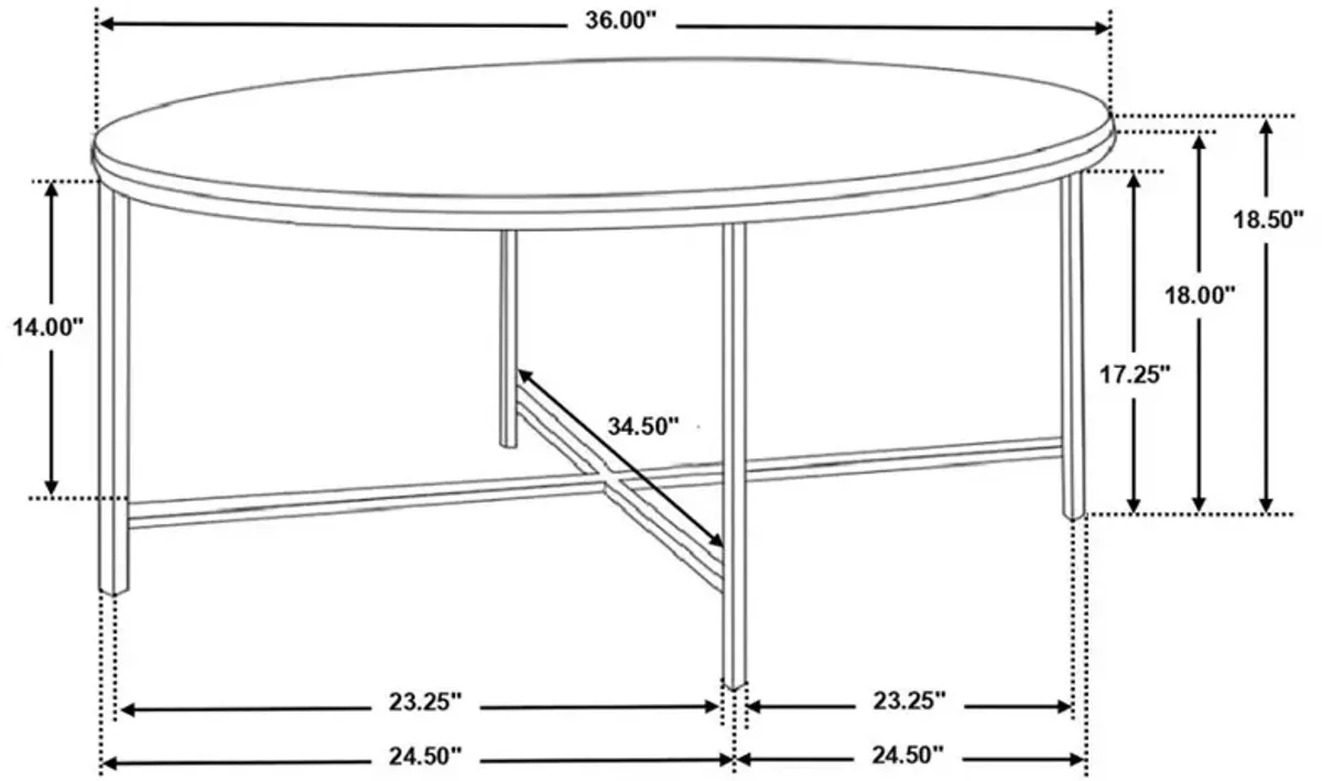 Ellison Round X-cross Coffee Table White and Gold