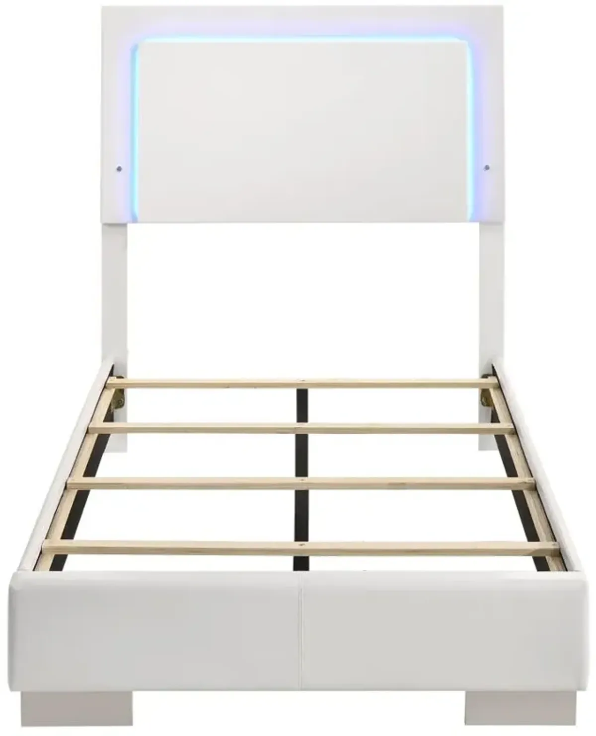 Felicity Twin Panel Bed with LED Lighting Glossy White