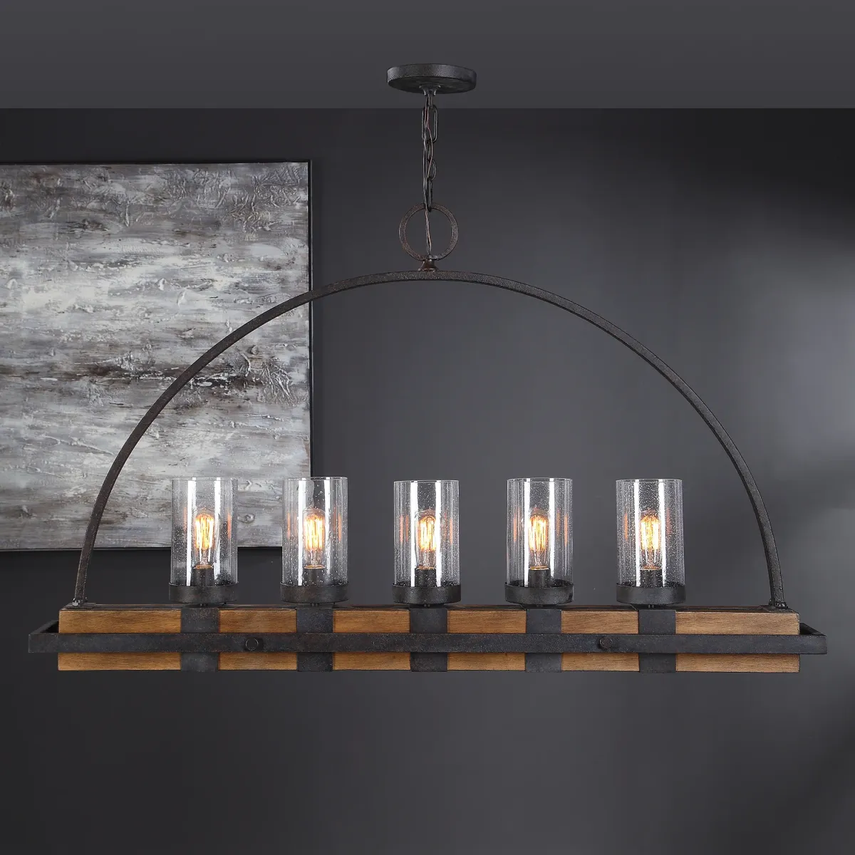 Atwood 5 Light Rustic Linear Chandelier 