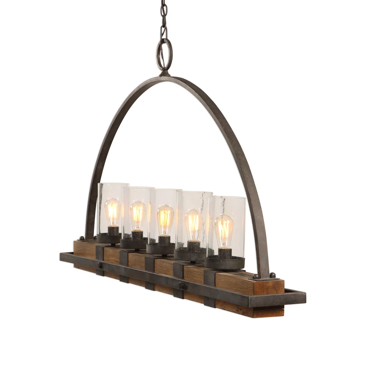 Atwood 5 Light Rustic Linear Chandelier 