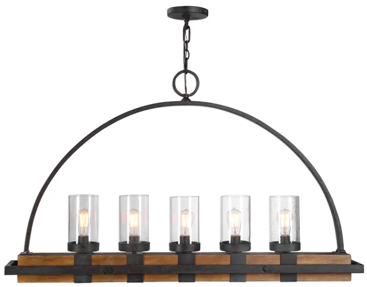 Atwood 5 Light Rustic Linear Chandelier 